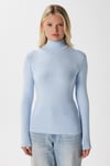 Kadın Feel Lux Touch Dik Yaka Mavi Uzun Kol Soft Bluz