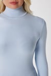 Kadın Feel Lux Touch Dik Yaka Mavi Uzun Kol Soft Bluz