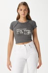 Kadın Fifth Yıkamalı Antrasit Crop Top