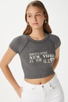 Kadın Fifth Yıkamalı Antrasit Crop Top