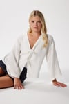 Kadin Flora Müslin Kabartma Dokulu Ekru Kimono