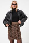 Kadın Glen New Leopar Triko Etek
