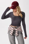 Kadın Heat Lux Touch U Yaka Antrasit Uzun Kol Soft Bluz