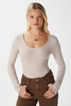 Kadın Heat Lux Touch U Yaka Bej Uzun Kol Soft Bluz