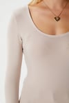 Kadın Heat Lux Touch U Yaka Bej Uzun Kol Soft Bluz