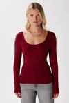 Kadın Heat Lux Touch U Yaka Bordo Uzun Kol Soft Bluz
