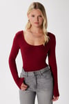 Kadın Heat Lux Touch U Yaka Bordo Uzun Kol Soft Bluz
