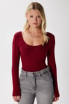 Kadın Heat Lux Touch U Yaka Bordo Uzun Kol Soft Bluz