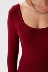 Kadın Heat Lux Touch U Yaka Bordo Uzun Kol Soft Bluz