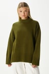 Kadın Homy Yumuşacık Bisiklet Yaka Haki Oversize Triko Kazak