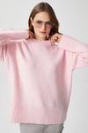 Kadın Homy Yumuşacık Bisiklet Yaka Soft Pembe Oversize Triko Kazak