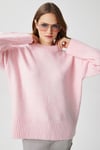 Kadın Homy Yumuşacık Bisiklet Yaka Soft Pembe Oversize Triko Kazak