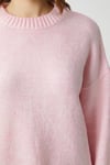 Kadın Homy Yumuşacık Bisiklet Yaka Soft Pembe Oversize Triko Kazak