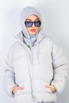 Kadın İpli Gri Balaclava Triko Bere / Başlık