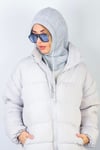 Kadın İpli Gri Balaclava Triko Bere / Başlık