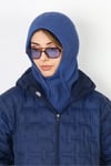 Kadın İpli İndigo Balaclava Triko Bere / Başlık