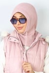 Kadın İpli Pembe Balaclava Triko Bere / Başlık