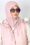 Kadın İpli Pembe Balaclava Triko Bere / Başlık