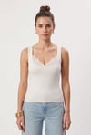 Kadın Jeny Modal Touch U Yaka Dantel Detaylı Kolsuz Örme Ekru Bluz