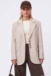 Kadın Jonas Astarlı Cepli Bej Lux Oversize Blazer Ceket