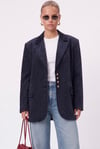 Kadın Jonas Astarlı Cepli İndigo Lux Oversize Blazer Ceket
