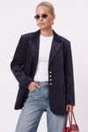Kadın Jonas Astarlı Cepli İndigo Lux Oversize Blazer Ceket