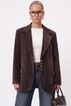 Kadın Jonas Astarlı Cepli Kahverengi Lux Oversize Blazer Ceket