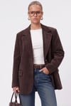 Kadın Jonas Astarlı Cepli Kahverengi Lux Oversize Blazer Ceket