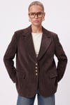 Kadın Jonas Astarlı Cepli Kahverengi Lux Oversize Blazer Ceket