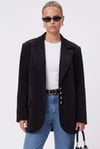 Kadın Jonas Astarlı Cepli Siyah Lux Oversize Blazer Ceket
