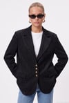 Kadın Jonas Astarlı Cepli Siyah Lux Oversize Blazer Ceket