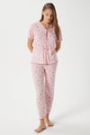 Kadın Juliet Kurdeleli Yumuşak Doku Pembe Çiçekli  Pijama Takımı