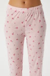 Kadın Juliet Kurdeleli Yumuşak Doku Pembe Çiçekli  Pijama Takımı