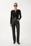 Kadın Karmen Düğme Detaylı Uzun Kollu Siyah Basic Top / Bluz