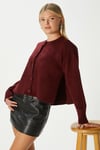 Kadın Keep Yan Yırtmaçlı Yumuşak Dokulu Bordo Basic Triko Hırka 70145