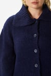 Kadın Lean Yumuşak Doku Polo Yaka Lacivert Basic Triko Hırka HI00179