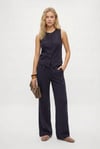 Kadın Leya Premium Dokuma Yelek Pantolon İndigo Alt Üst Takım