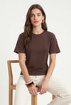 Kadın Luma Belden Oturan Bağcıklı Ayarlanabilir Pamuk Kahverengi T-shirt / Bluz