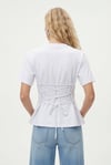 Kadın Luma Belden Oturan Bağcıklı Ayarlanabilir Pamuk Beyaz T-shirt / Bluz
