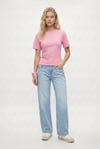 Kadın Luma Belden Oturan Bağcıklı Ayarlanabilir Pamuk Pembe T-shirt / Bluz