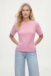 Kadın Luma Belden Oturan Bağcıklı Ayarlanabilir Pamuk Pembe T-shirt / Bluz
