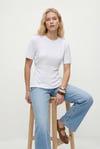 Kadın Luma Belden Oturan Bağcıklı Ayarlanabilir Pamuk Beyaz T-shirt / Bluz