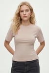 Kadın Luma Belden Oturan Bağcıklı Ayarlanabilir Pamuk Bej T-shirt / Bluz