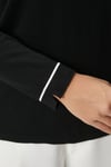 Kadın Luxe Contrast Siyah Bisiklet Yaka Viskon Triko Kazak