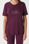 Kadın Magic Viskon Bisiklet Yaka Kısa Kol Mürdüm Alt Üst Pijama Takımı