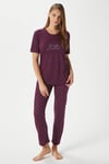 Kadın Magic Viskon Bisiklet Yaka Kısa Kol Mürdüm Alt Üst Pijama Takımı
