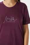 Kadın Magic Viskon Bisiklet Yaka Kısa Kol Mürdüm Alt Üst Pijama Takımı