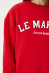 Kadın Marais Kırmızı Nakışlı Oversize Sweatshirt