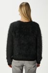 Kadın Matcha Yumuşak Sakallı Kayık Yaka Siyah Triko Kazak
