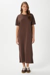 Kadın Modal Daily Comfort Kahverengi Yırtmaçlı Elbise 16556